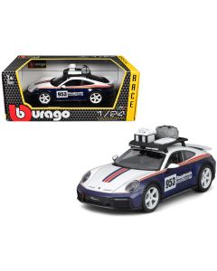 2023 Porsche 911 Dakar #953 Diecast Model Car Blue & White 1/24 Bburago Race Series