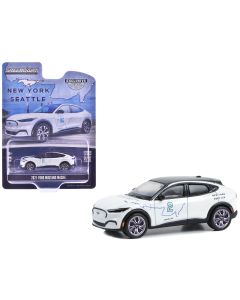 2021 Ford Mustang Mach-E Diecast Model Car 1/64 White Black Top Hobby Exclusive