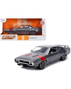 1972 Plymouth GTX 440 Metallic Gray Red Stripe Diecast Model Car Jada 1/24