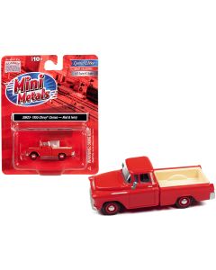 1955 Chevrolet Cameo Pickup Truck Red & Ivory 1/87 Scale Model Car - Classic Metal Works