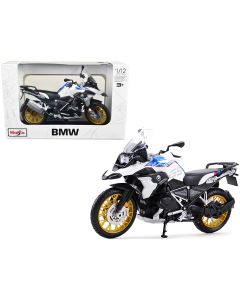 2019 BMW R1250 GS Diecast Motorcycle Model 1/12 Scale White Red Blue Stripes Maisto