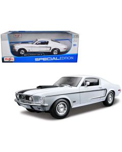 1968 Ford Mustang CJ Cobra Jet White 1/18 Diecast Model Car Maisto Collectible