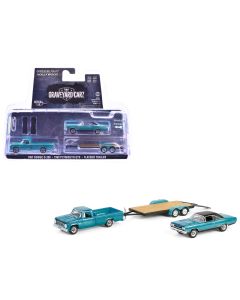 1969 Plymouth GTX Turquoise Metallic 1/64 Diecast Model - Graveyard Carz TV Series  
1967 Dodge D-200 Pickup Truck Turquoise Metallic Flatbed 1/64 Diecast - Hollywood Hitch & Tow