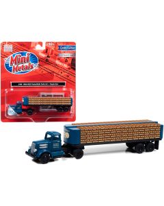 2022 White WC22 Truck Tractor with Bottle Trailer Dark Blue HO Scale Model