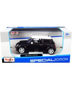 2023 Mini Cooper Diecast Model Car 1/24 Matt Black White Top Maisto