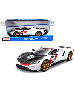 2021 Ford GT #98 Heritage Edition 1/18 Diecast Model Car Maisto White