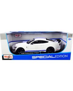 2020 Ford Mustang Shelby GT500 Diecast Model Car 1/18 White Blue Stripes Special Edition by Maisto