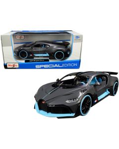 2023 Bugatti Divo 1/24 Diecast Model Car Satin Charcoal Gray Carbon Blue Accents Special Edition by Maisto