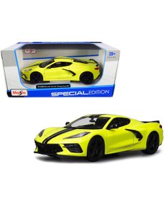 2020 Chevrolet Corvette Stingray Z51 Coupe Diecast Model Car Yellow Black Stripes 1/24 Maisto
