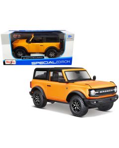 2021 Ford Bronco Badlands 1/24 Diecast Model Car - Orange Metallic, Black Top, Special Edition by Maisto
