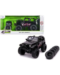 2007 Jeep Wrangler Black Diecast 1/24 Model Car Jada Just Trucks Extra Wheels