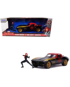 1966 Chevrolet Corvette Diecast Model Car 1/24 Black Widow Figurine Marvel Avengers