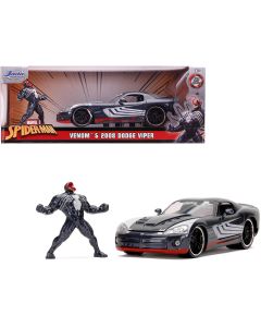 2008 Dodge Viper SRT10 Dark Gray Diecast Model Car with Spider-Man Figurine 1/24