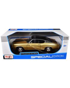 1971 Chevelle SS 454 Diecast Model Car - Gold Metallic, Black Top & Stripes, 1/18 Maisto