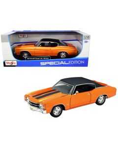 1971 Chevelle SS 454 Diecast Model Car - Sport Orange Metallic, Black Top, 1/18 Maisto