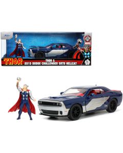 2015 Dodge Challenger SRT Hellcat Dark Blue Red Interior Thor Diecast Marvel 1/24 Jada
