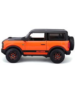 2021 Ford Bronco Badlands Orange Black Harley Davidson 1/24 Diecast Model Car Maisto