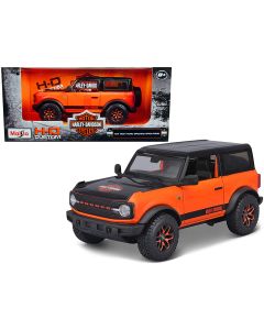 2021 Ford Bronco Badlands Orange Black Harley Davidson 1/24 Diecast Model Car Maisto