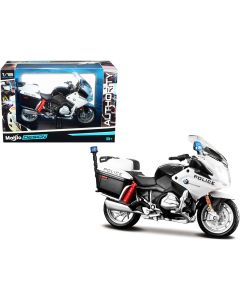 2018 BMW R1200RT U.S. Police 1/18 Diecast Motorcycle Model Maisto White Display Stand