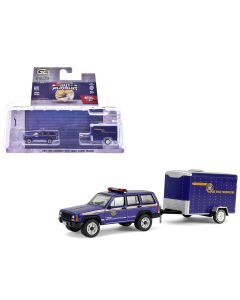 2001 Jeep Cherokee NY State Police Diecast Model w/ Trailer 1/64 Greenlight