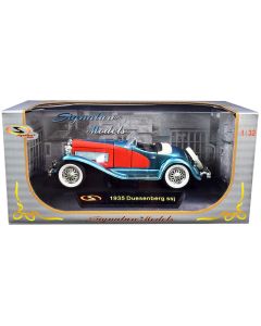 1935 Duesenberg SSJ Convertible Diecast Model Car Blue & Red 1/32 Scale Signature Models