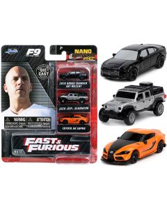 2021 Fast & Furious 9 Movie Diecast Model Cars Set - 3 Piece Nano Hollywood Rides