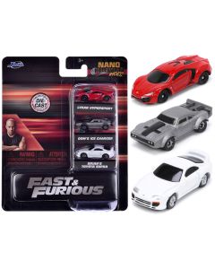 2023 Fast & Furious Diecast Model Cars Set - 3 Piece Nano Hollywood Rides by Jada