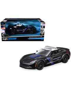 2015 Chevrolet Corvette Z06 Diecast Model Car 1/24 Black Blue Stripes Maisto