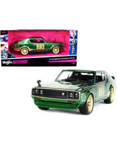 1973 Nissan Skyline 2000GT-R KPGC110 Diecast Model Car Tokyo Mod 1/24 Green Gold Stripes