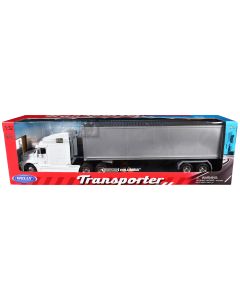 2023 Welly 1/32 Diecast Model Freightliner Columbia Truck White Gray Container