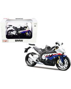 2023 BMW S 1000 RR Diecast Motorcycle Model 1/12 Scale White Blue Red Stripes