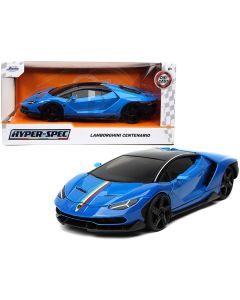 2023 Lamborghini Centenario 1/24 Diecast Model Car - Blue/Black Top, Stripes, Jada