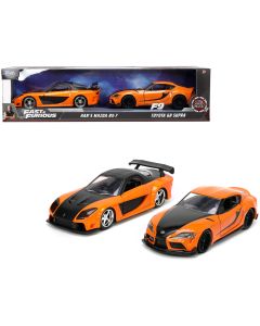 2021 Mazda RX-7 Orange Metallic & 2021 Toyota GR Supra Orange Metallic Set Fast & Furious 1/32 Diecast Jada