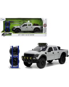 2011 Ford F-150 SVT Raptor Diecast Model Car 1/24 Light Gray with Extra Wheels Jada