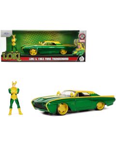 1963 Ford Thunderbird Green Yellow Metallic Hood Graphics Diecast Car Jada 1/24 Loki Marvel