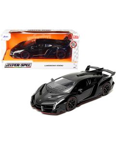 2013 Lamborghini Veneno Matt Black Diecast Model Car Jada 1/24 Hyper-Spec