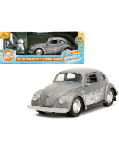 1959 Volkswagen Beetle Diecast Gray Silver Flames 1/32 Model Car Boxing Gloves Jada