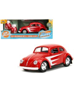 1959 Volkswagen Beetle Red White Graphics Boxing Gloves Accessory Diecast Car Jada