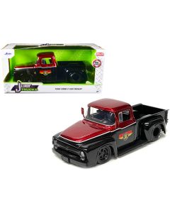 1956 Ford F-100 Diecast Model Car 1/24 Black Red Mickey Thompson Tires Wheels