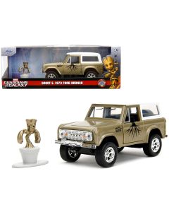 1973 Ford Bronco Gold Metallic White Top Diecast Groot Figure Marvel Jada 1/32 Car
