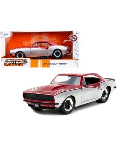 1967 Chevrolet Camaro Diecast Model Car 1/24 Bigtime Muscle Candy Red Silver