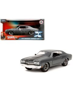 1970 Chevelle SS Diecast Model Car Gray Metallic Black Stripes Jada 1/24