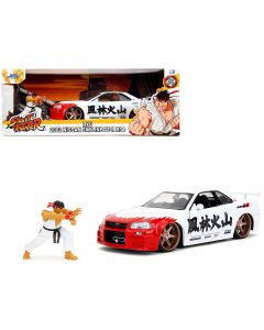 2002 Nissan Skyline GT-R R34 RHD White Red Graphics Ryu Diecast Model Car 1/24 Jada