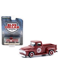 1954 Ford F-100 Pickup Truck Diecast Model 1/64 Burgundy Indian Motorcycle Series 10