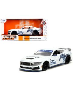 2024 Ford Mustang Dark Horse Diecast Model Car 1/24 Bigtime Muscle White with Graphics