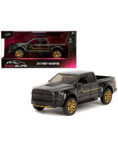 2017 Ford F-150 Raptor Pickup Truck Black Gold Stripes Diecast Model 1/32 Jada