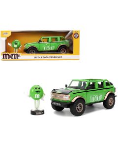 2021 Ford Bronco Diecast Model Car Green Black Stripes 1/24 Jada Hollywood Rides