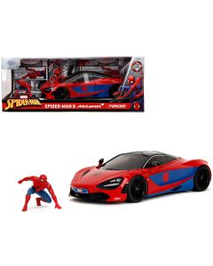 2023 McLaren 720S Red & Blue Spider-Man Diecast Model Car 1/24 Jada Marvel