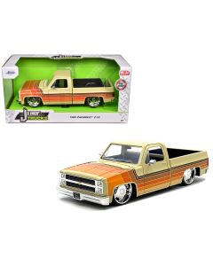 1985 Chevrolet C-10 Pickup Truck Diecast Model 1/24 Beige with Stripes Jada