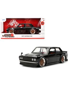 1973 Datsun 510 Diecast Model Car Black Gold Wheels JDM Tuners 1/24 Jada